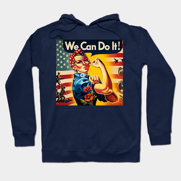 Valor & Victory: National Vietnam War Veterans Day 'We Can Do It' Hoodie by Edd Paint Something